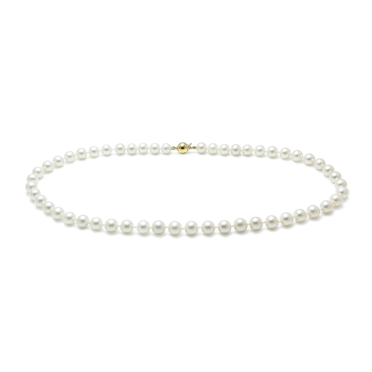 7mm Cultured Pearl Necklace with 9ct Yellow Gold clasp