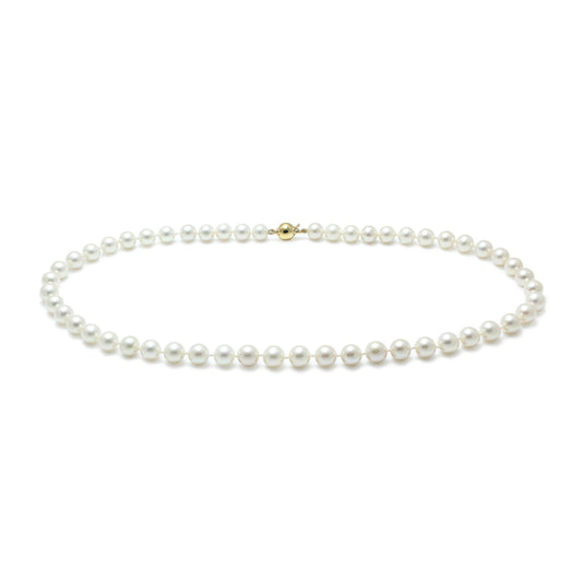 7mm Cultured Pearl Necklace with 9ct Yellow Gold clasp