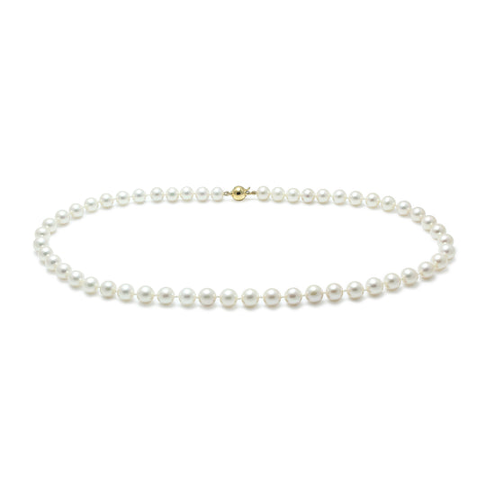 7mm Cultured Pearl Necklace with 9ct Yellow Gold clasp