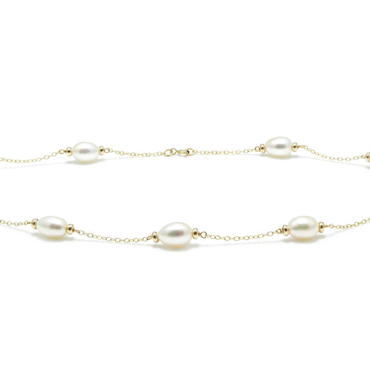 Baroque Pearl Necklace 18" on 9ct Yellow Gold chain, view 2