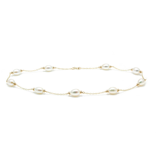 Baroque Pearl Necklace 18" on 9ct Yellow Gold chain
