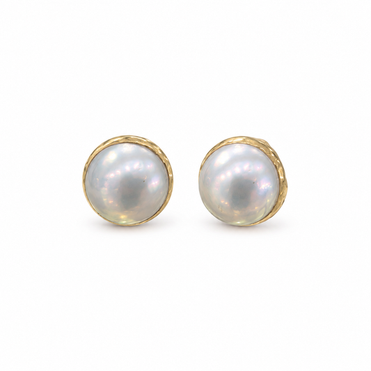 18ct Gold Mabé Pearl Clip-On Earrings, 16 mm, pair