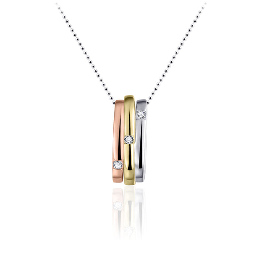 Three-colour Sterling Silver Gold Vermeil Pendant on Chain