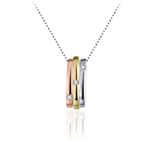 Load image into Gallery viewer, 3 colour Sterling Silver Gold Plated Pendant on Chain

