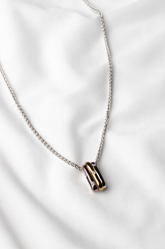 Three-colour Sterling Silver Gold Vermeil Pendant on Chain, view 2