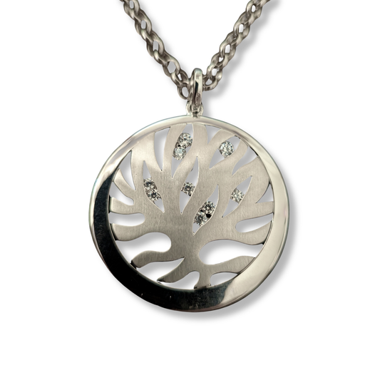 Sterling Silver Tree of Life Pendant with Cubic Zirconia