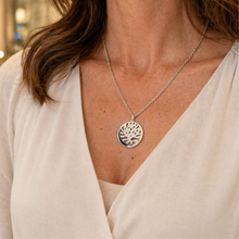 Load image into Gallery viewer, Sterling Silver Tree of Life Pendant with Cubic Zirconia
