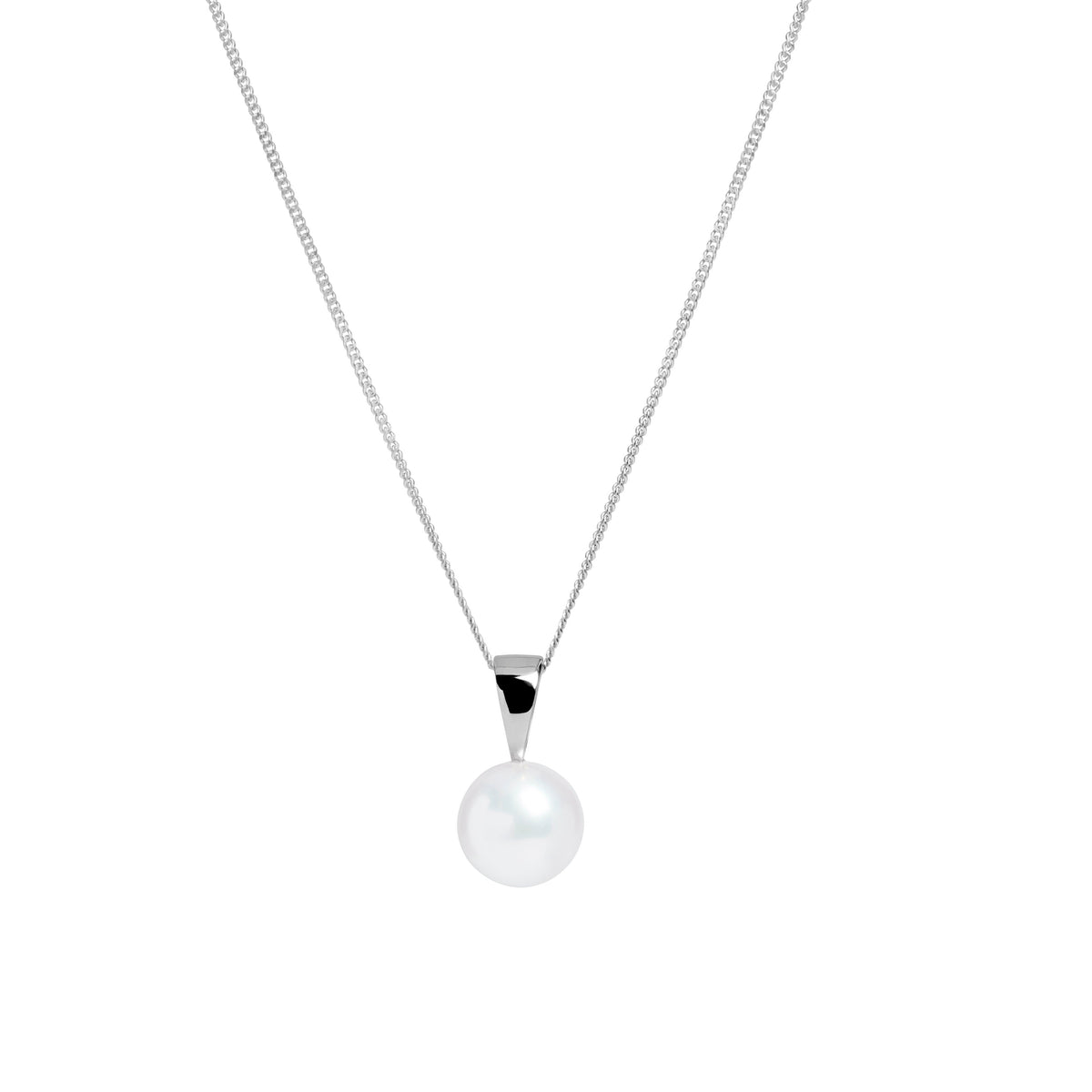 18ct White Gold Classic Round Akoya Pearl Pendant