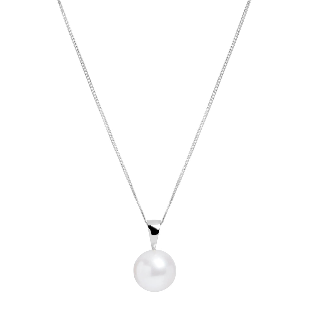 10mm White Round Cultured Pearl Pendant on 9ct White Gold