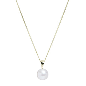 10mm White Round Cultured Pearl Pendant on 9ct Yellow Gold