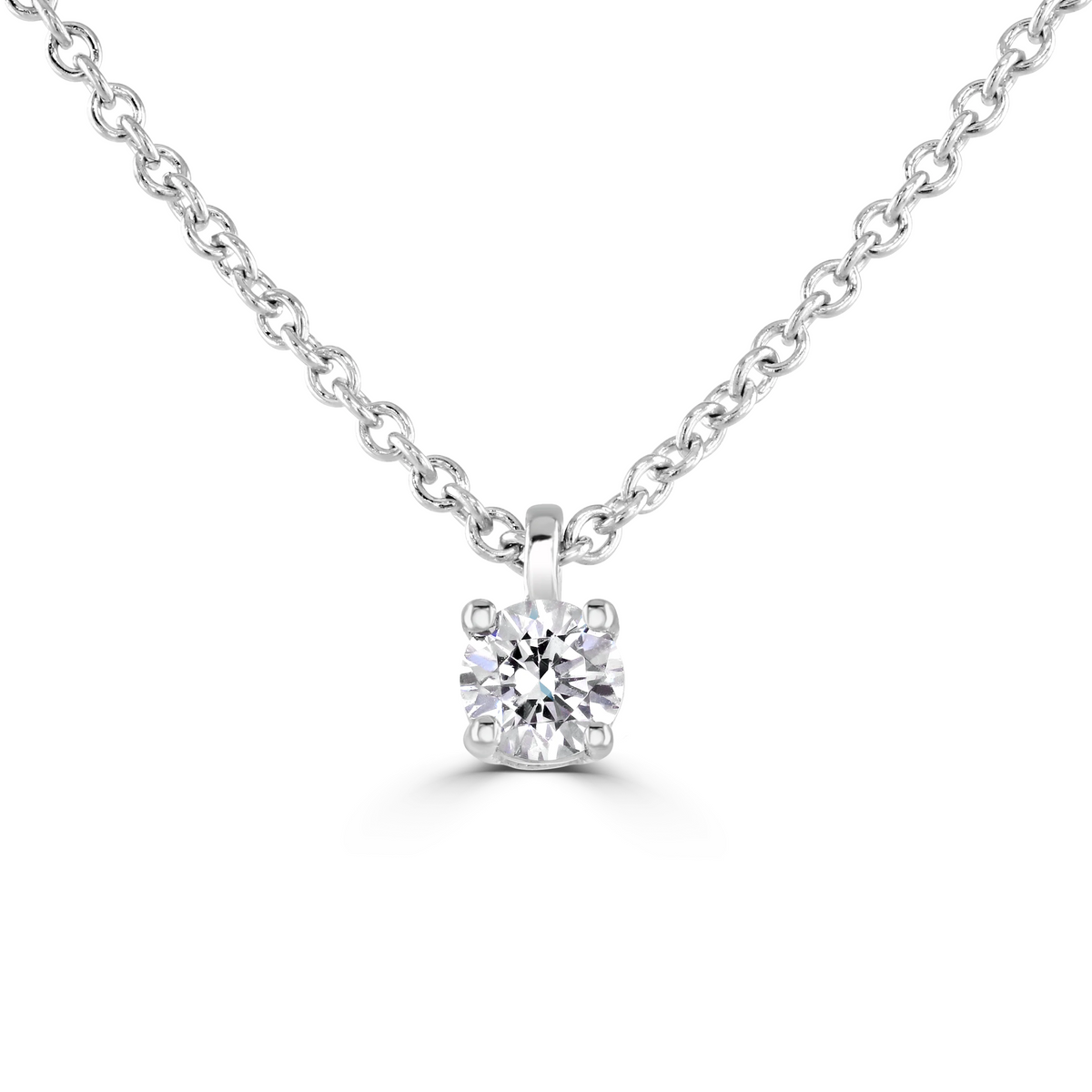 9ct White Gold claw set Diamond Pendant on chain from 0.15ct to 0.50ct