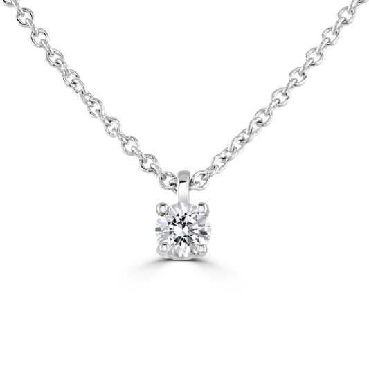 9ct White Gold claw set Diamond Pendant on chain from 0.15ct to 0.50ct