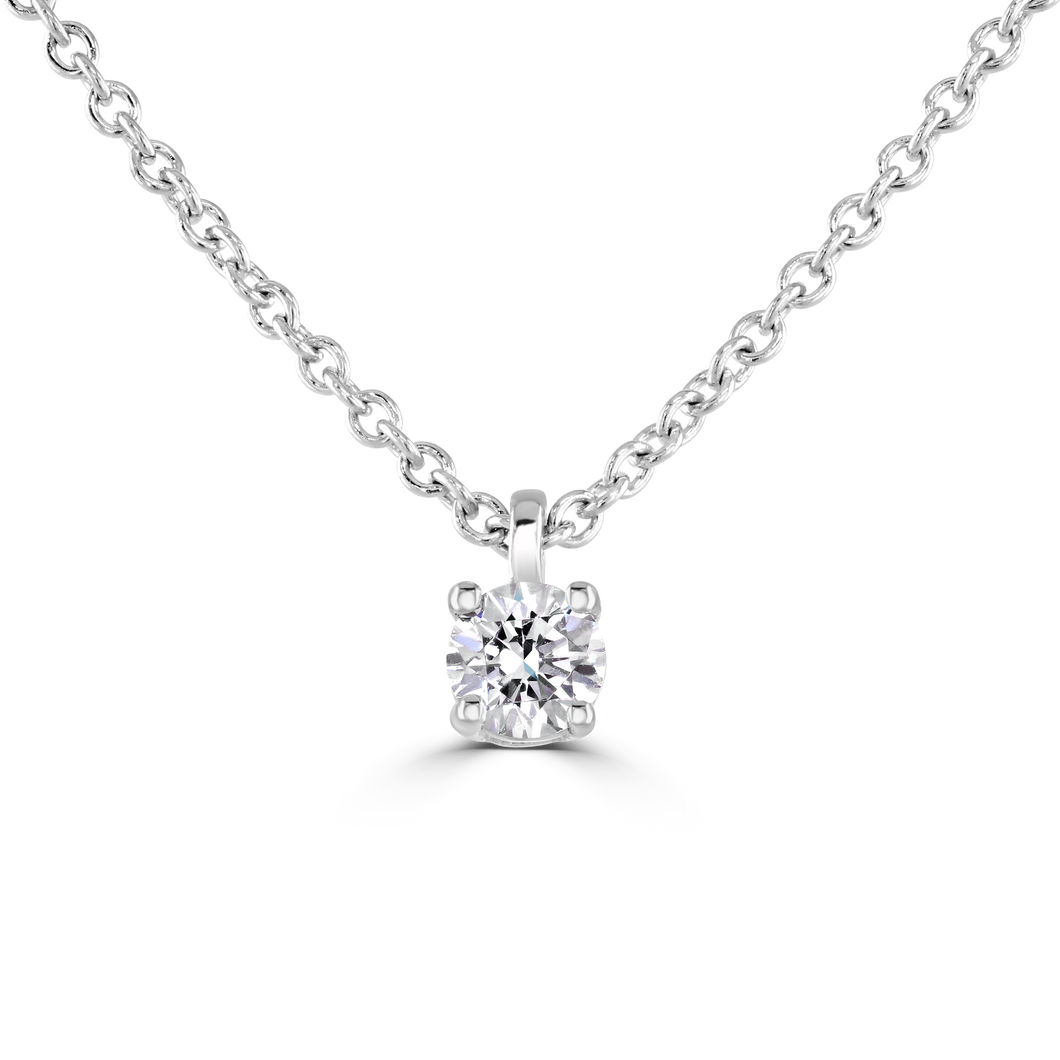 9ct White Gold claw set Diamond Pendant on chain from 0.15ct to 0.50ct