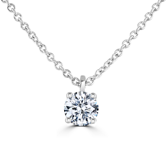 9ct White Gold claw set Diamond Pendant on chain from 0.15ct to 0.50ct, view 2