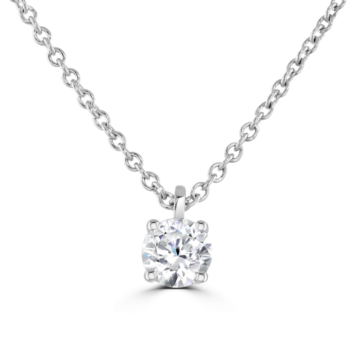 9ct White Gold claw set Diamond Pendant on chain from 0.15ct to 0.50ct, view 3