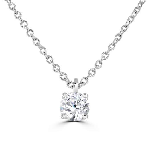 9ct White Gold claw set Diamond Pendant on chain from 0.15ct to 0.50ct, view 3