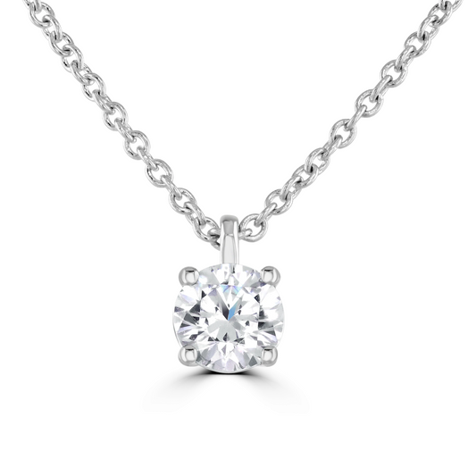 9ct White Gold claw set Diamond Pendant on chain from 0.15ct to 0.50ct, view 4