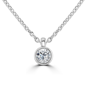 9ct White Gold bezel set Diamond Pendant on chain from 0.15ct to 0.50ct