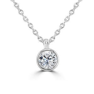 9ct White Gold bezel set Diamond Pendant on chain from 0.15ct to 0.50ct