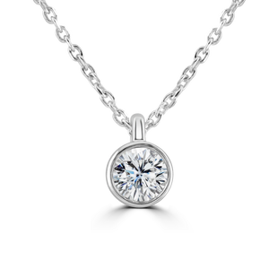 9ct White Gold bezel set Diamond Pendant on chain from 0.15ct to 0.50ct