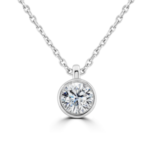 9ct White Gold bezel set Diamond Pendant on chain from 0.15ct to 0.50ct