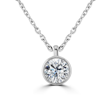 Load image into Gallery viewer, 9ct White Gold bezel set Diamond Pendant on chain from 0.15ct to 0.50ct
