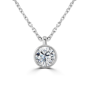 9ct White Gold bezel set Diamond Pendant on chain from 0.15ct to 0.50ct