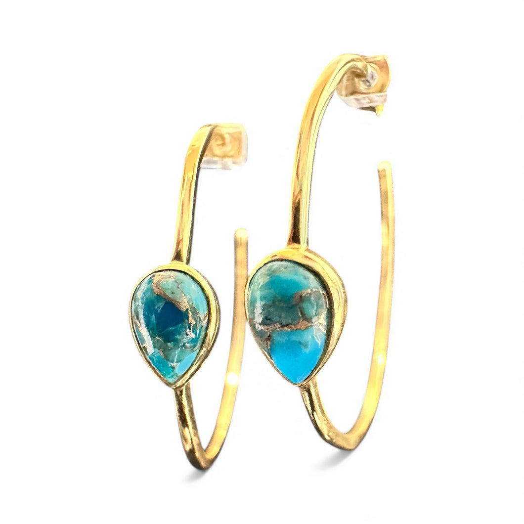 Turquoise Gold Vermeil Hoop Earrings