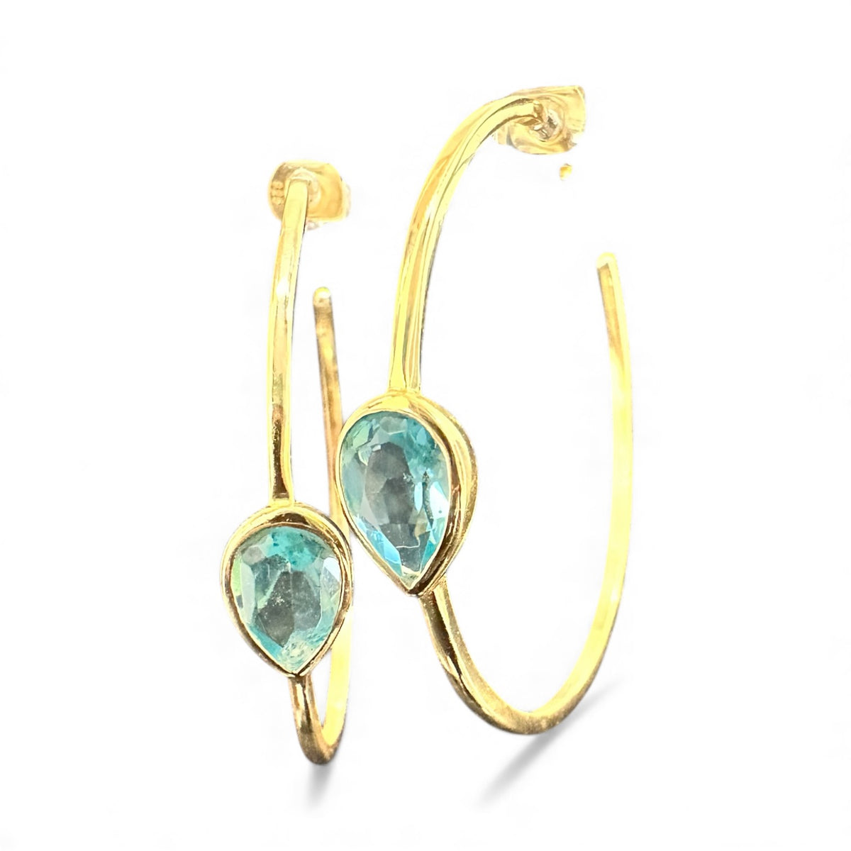 Blue Topaz Gold Vermeil Hoop Earrings