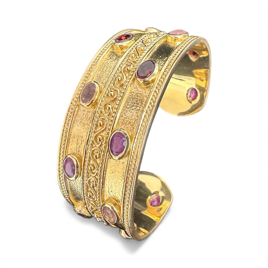 Multi-Gemstone Gold Vermeil Torq Bangle