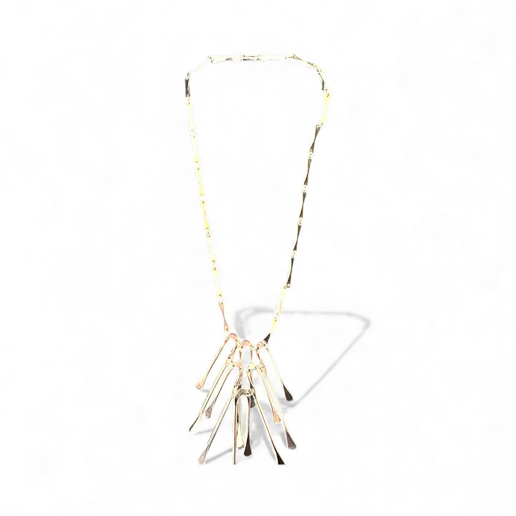 Sterling Silver Waterfall Statement Necklace – 45 cm