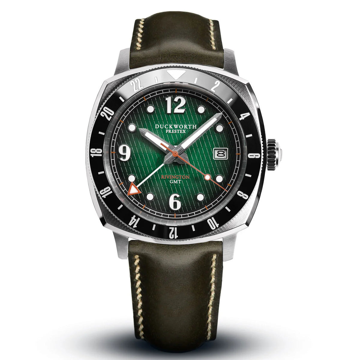 Rivington GMT automatic Green Dial Green Suede strap (picture shows leather strap)