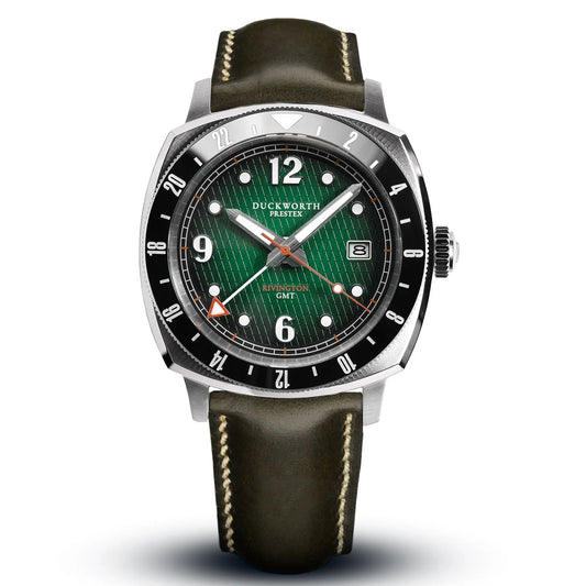 Rivington GMT automatic Green Dial Green Suede strap (picture shows leather strap)