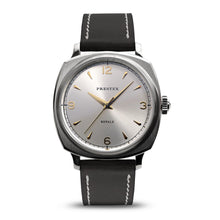 Load image into Gallery viewer, Prestex Royale Quartz Silver dial Black leather strap
