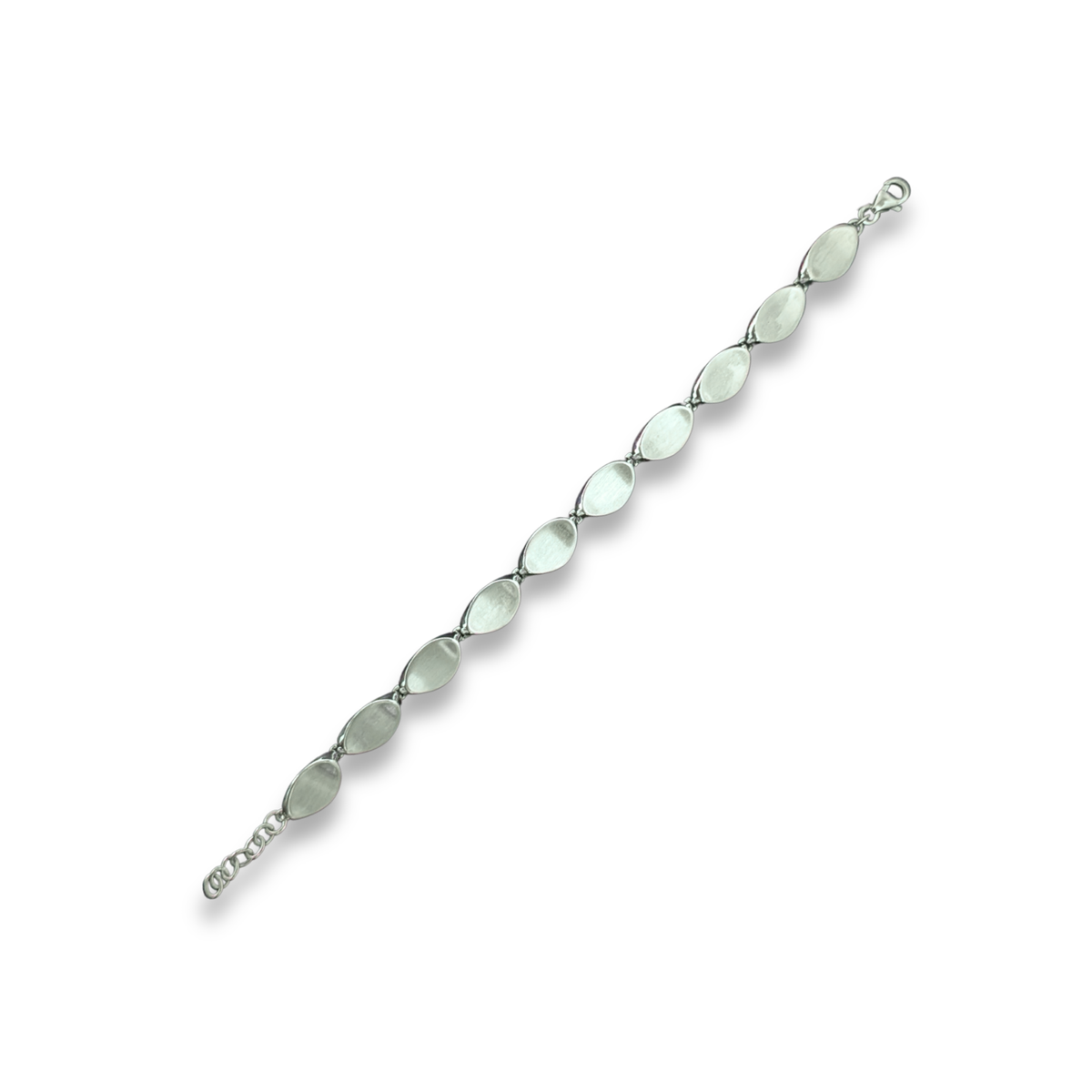 Sterling Silver Satin Marquise Link Bracelet