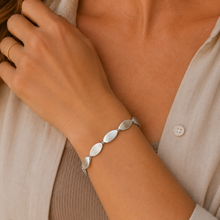 Load image into Gallery viewer, Sterling Silver Satin Marquise Link Bracelet

