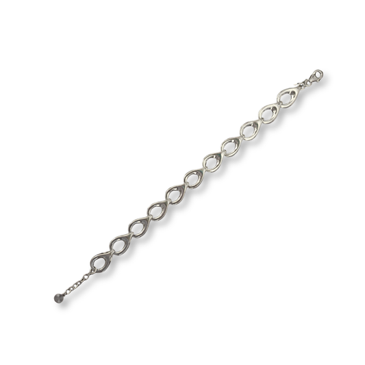 Sterling Silver Sculptural Teardrop Link Bracelet