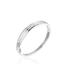 Load image into Gallery viewer, Sterling Silver 3 row cz Hinged Bangle
