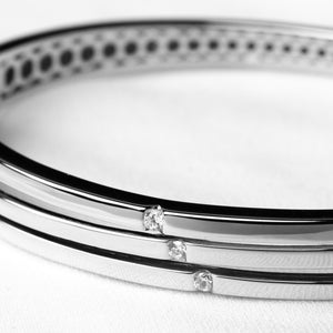Sterling Silver 3 row cz Hinged Bangle