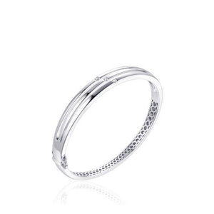 Sterling Silver 3 row cz Hinged Bangle