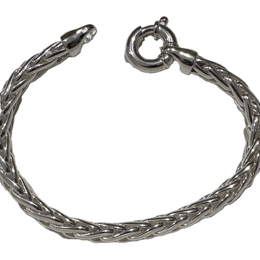 Sterling Silver Heavy Solid Spiga Link Bracelet, view 2