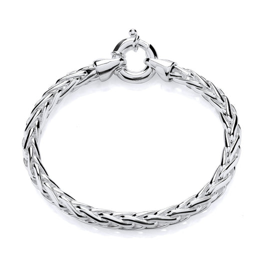 Sterling Silver Heavy Solid Spiga Link Bracelet