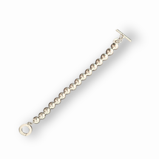 Sterling Silver Bead Bracelet with T-Bar Clasp