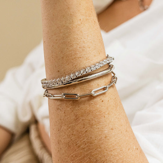 4mm wide Sterling Silver Vermeil Hinged Bangle in 3 sizes, view 3