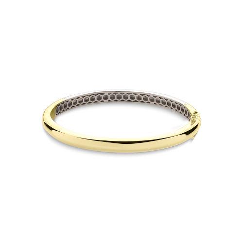 6mm Wide Sterling Silver and Gold Vermeil Hinged Bangle in 3 sizes