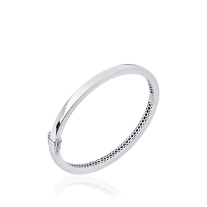 Sterling Silver Square Cut Hinged Bangle