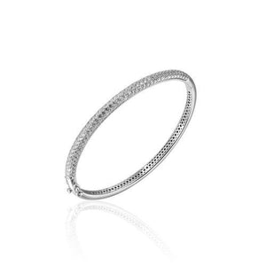Pave set CZ and Sterling Silver Hinged Bangle
