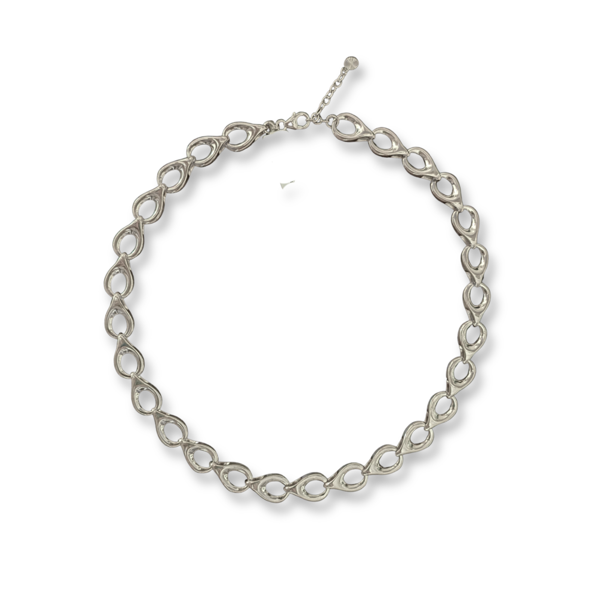 Sterling Silver Sculptural Teardrop Link Necklace