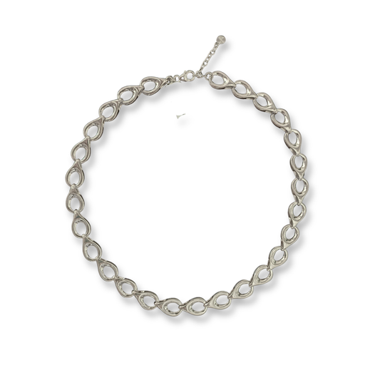 Sterling Silver Sculptural Teardrop Link Necklace