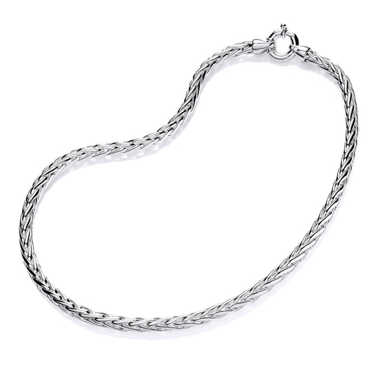 Sterling Silver Heavy Solid Spiga Link Necklace